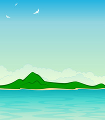 Small Island with tropical palms. Vector