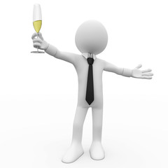 Man making a toast with a glass of champagne