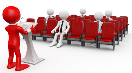 Man speaking at a conference room