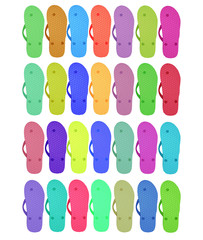 Bottom view of flip flops Mixed colour