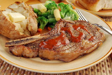 Close up of a rib eye steak
