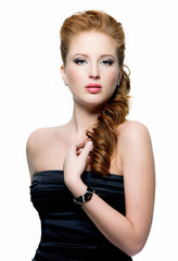 Fototapeta premium beautiful young red-haired woman with fashion make-up