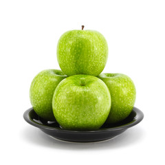 green apple with plate