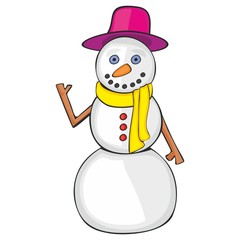 fully editable vector illustration of isolated funny snowman