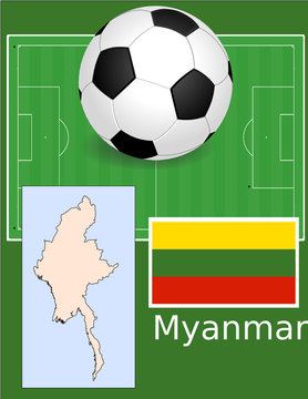 Myanmar soccer football world flag map