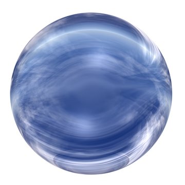 High resolution 3D blue glass sphere isolated