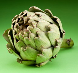 Fototapeta premium Artichoke on a green background