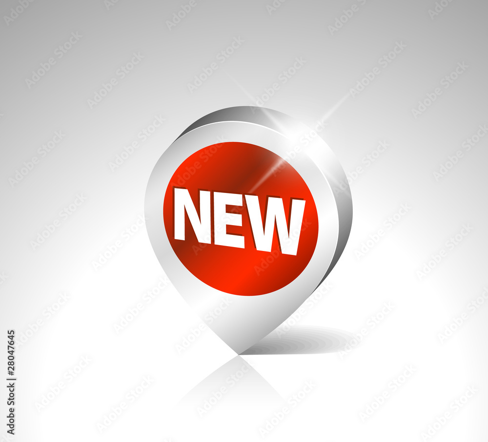 Poster round 3d pointer for a new item