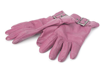 two old pink leather gloves