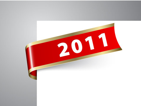 Fresh New Year corner ribbon on a red paper