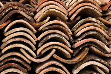 Stack of Old French Roofing Tiles