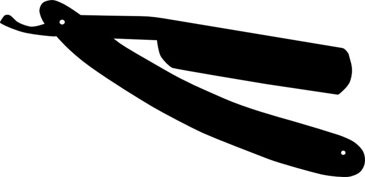 black straight razor silhouette on white clip art preview