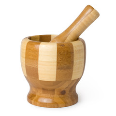 wooden mortar isolated