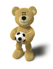 Nhi Bear - Holding a soccer ball