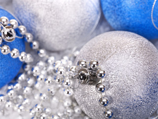 Christmas  ball and silver beads.