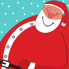 Christmas card with merry Santa Claus and copy space