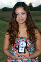 Fototapeta premium girl with camera