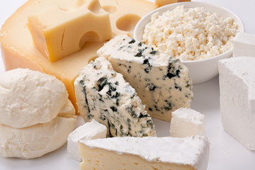 Various types of cheeses.