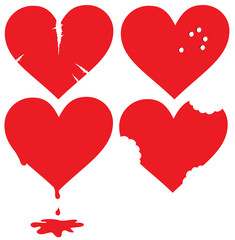 Set of hurt hearts