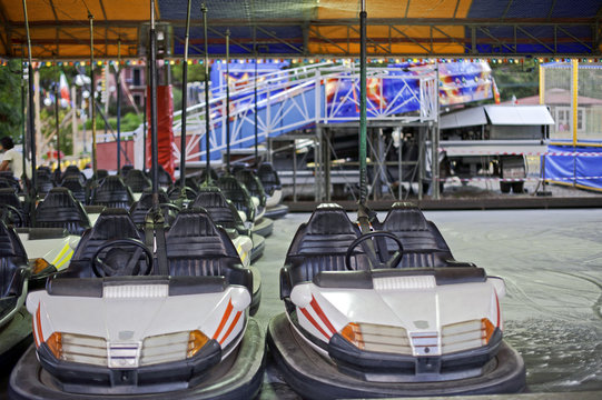Some old bumper cars on a Funfair amusement ride