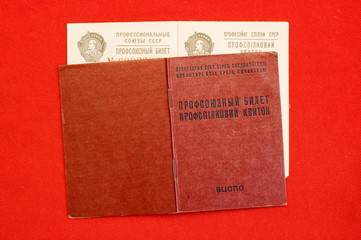 Fototapeta premium union card of USSR over red