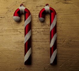 2 Candy Cane laid out in number 11 symbolising new year.