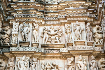 Provocative sculptures on VishvanathTemple,  Khajuraho,  India.