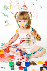 little girl and bright colors