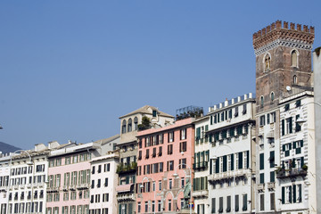 Fototapeta na wymiar Facades in Caricamento square - Genoa
