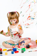 Obraz na płótnie Canvas little girl and bright colors
