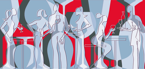 Invitation to cocktail party bar silhouette