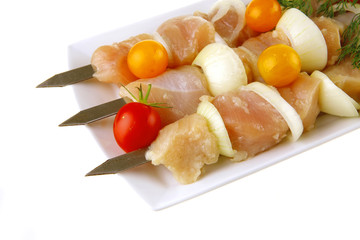 uncooked chicken shish kebab