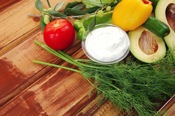 raw vegetables on wood