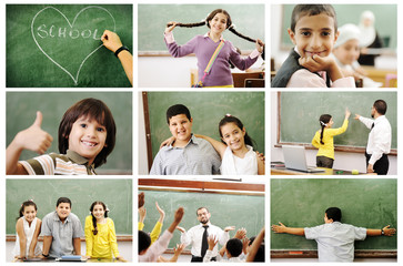 School concept, children and teacher in classroomb