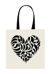 Shopping bag design, heart shape ornament