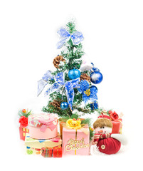 Fototapeta na wymiar Christmas Tree and Gifts. Over white background