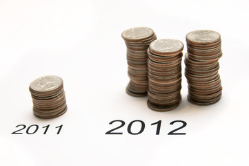 stack of us coins and dates