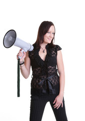 young woman with megaphone