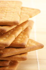 Stack of crackers close-up