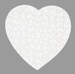 white heart puzzle isolated