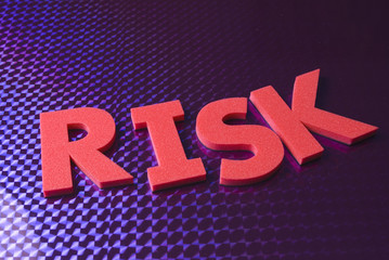 risk word on blue neon background