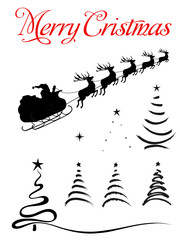 Christmas icon collection with Santa Claus & Christmas Tree