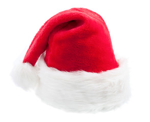 Obraz na płótnie Canvas Święty Mikołaj czerwony kapelusz na białym tle