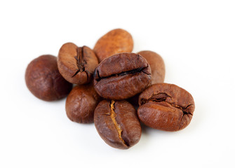 grain coffee arabiko taken pictures on white background