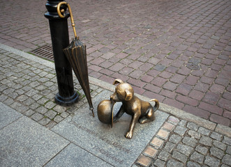 Dog with the hat -sculpture in Torun,Poland