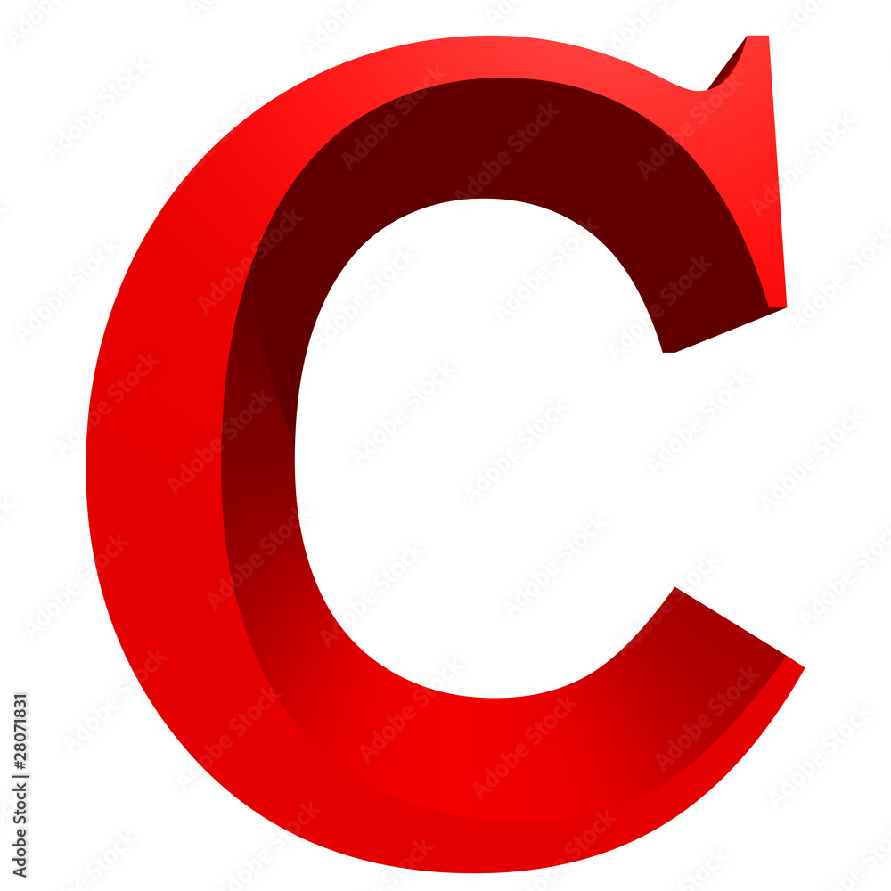 Fototapete High resolution 3D red font isolated on white background