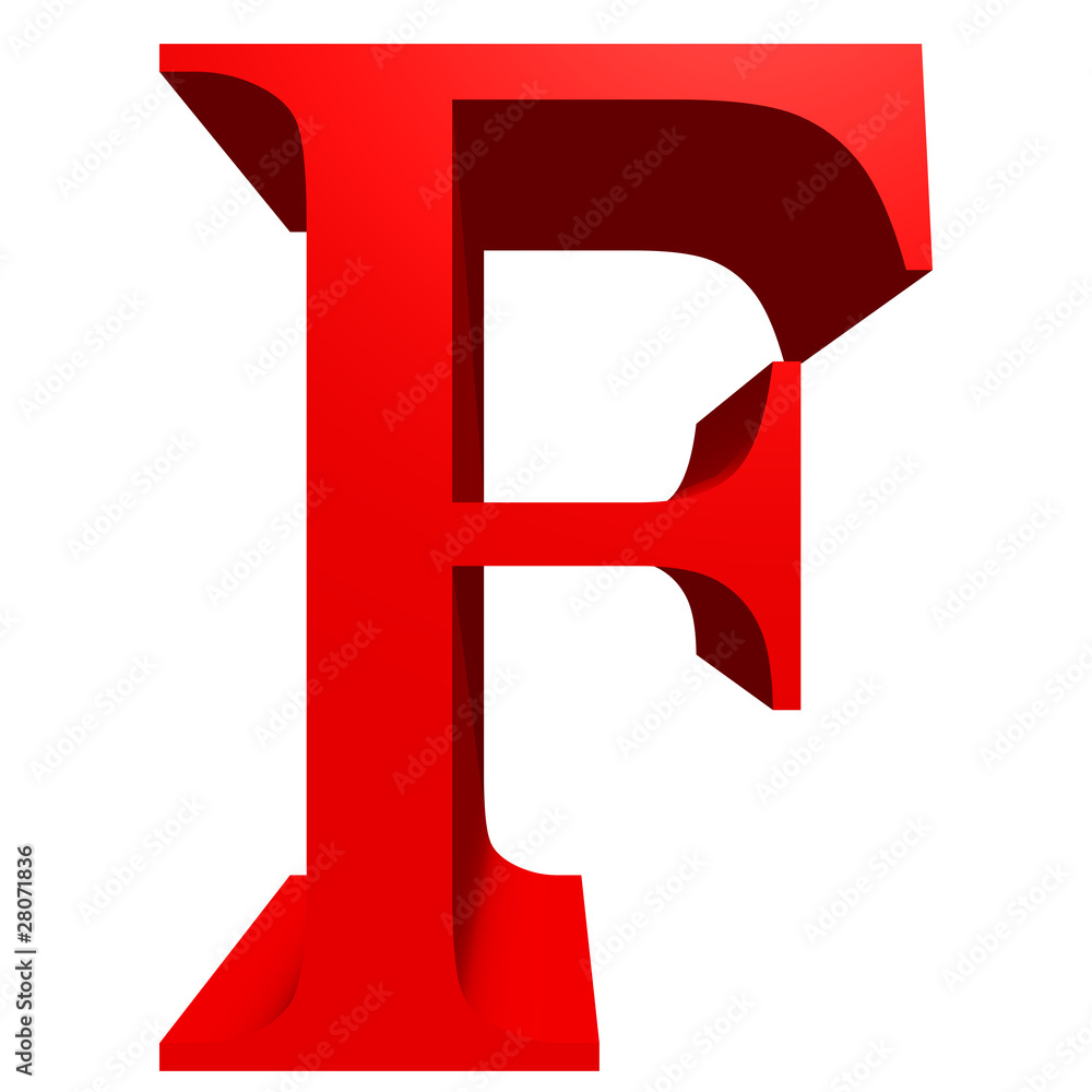 Fototapete high resolution 3d red font isolated on white background