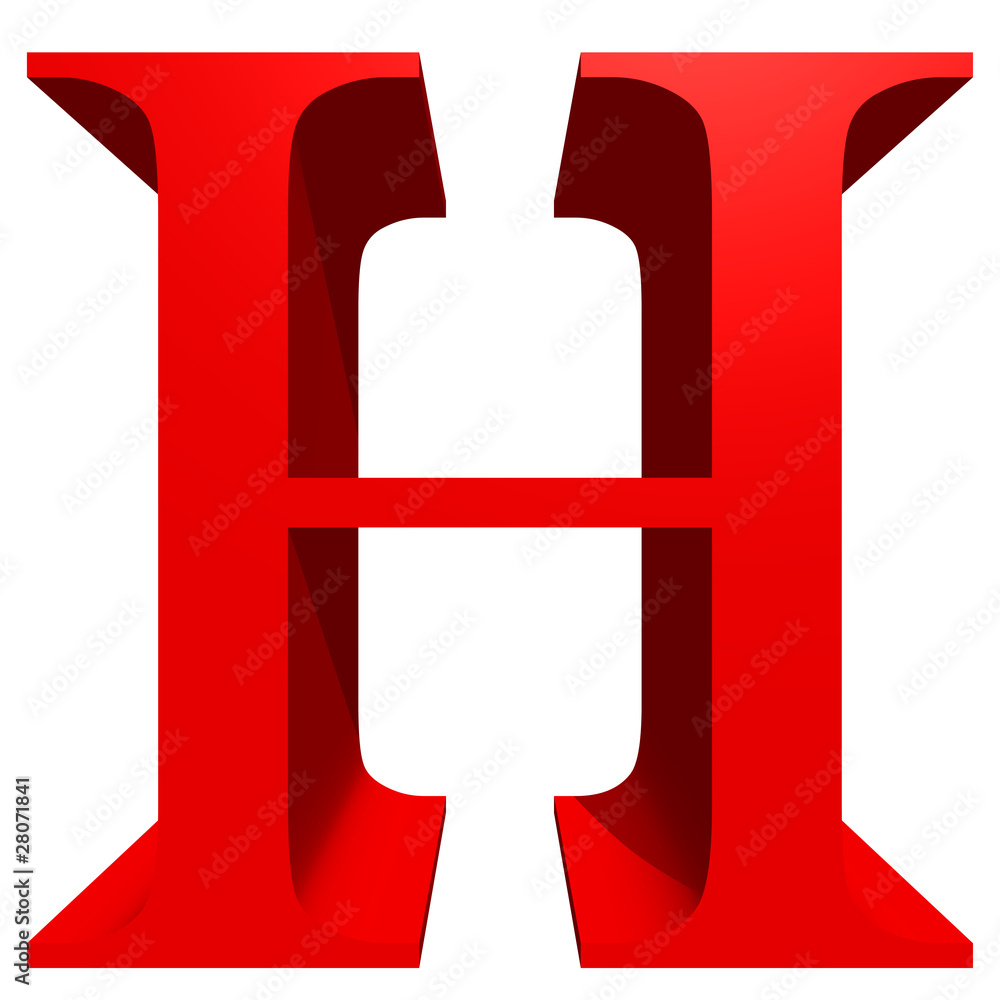 Fototapete High resolution 3D red font isolated on white background