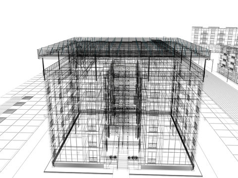 edificio rendering 3d pannelli solari