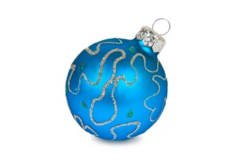 blue christmas ball on a white background